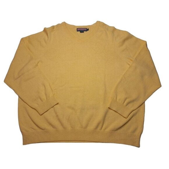 Vineyard Vines Shep & Ian Yellow V-Neck Sweater 100% Cotton Men's XXL - Picture 1 of 7